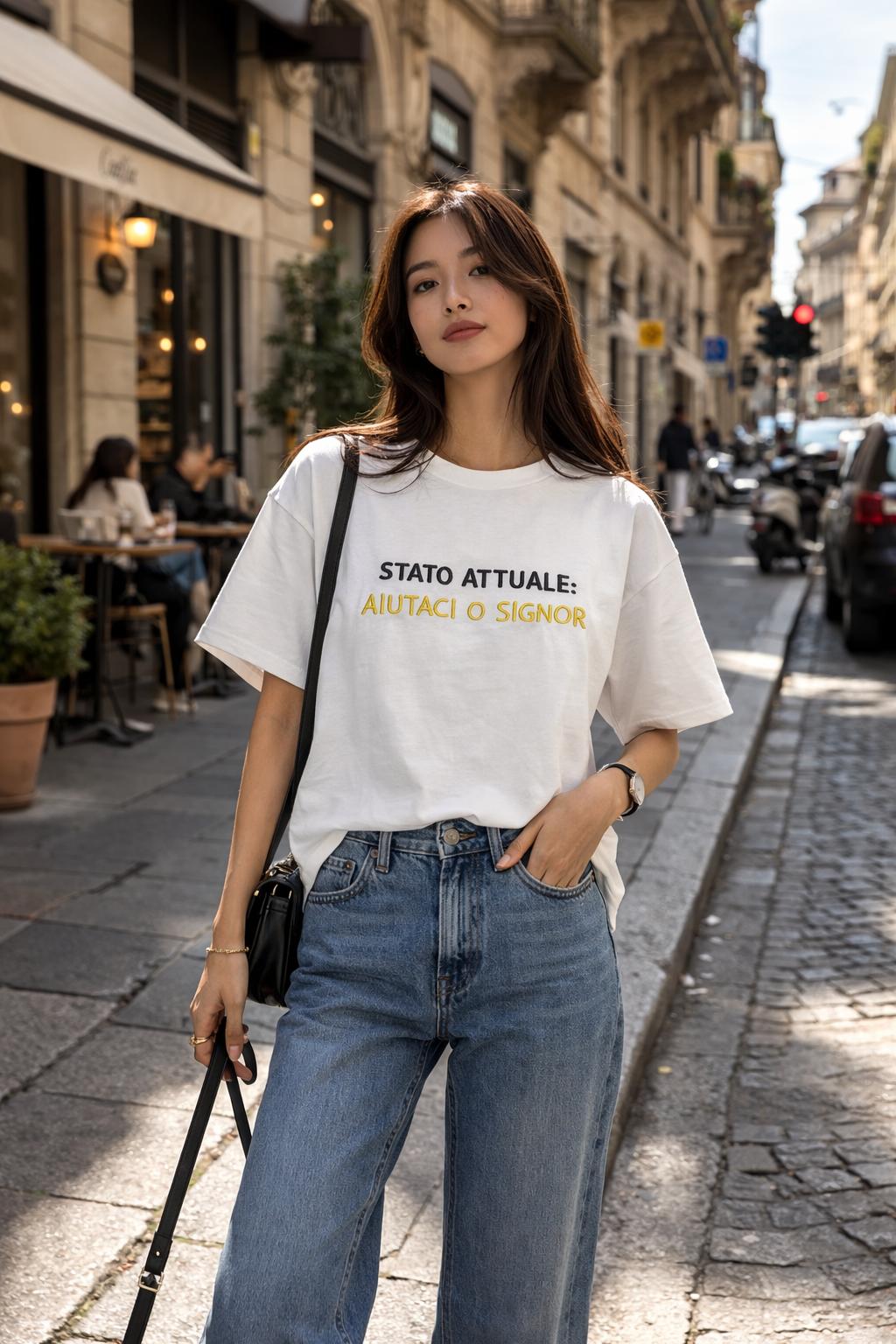 T-Shirt Over with Writes Ricamato 1.0