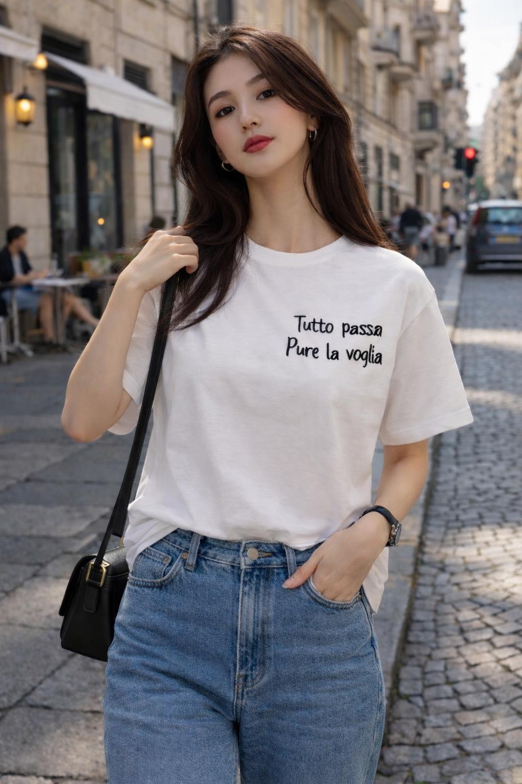 T-Shirt Over with Writes Ricamato 1.0