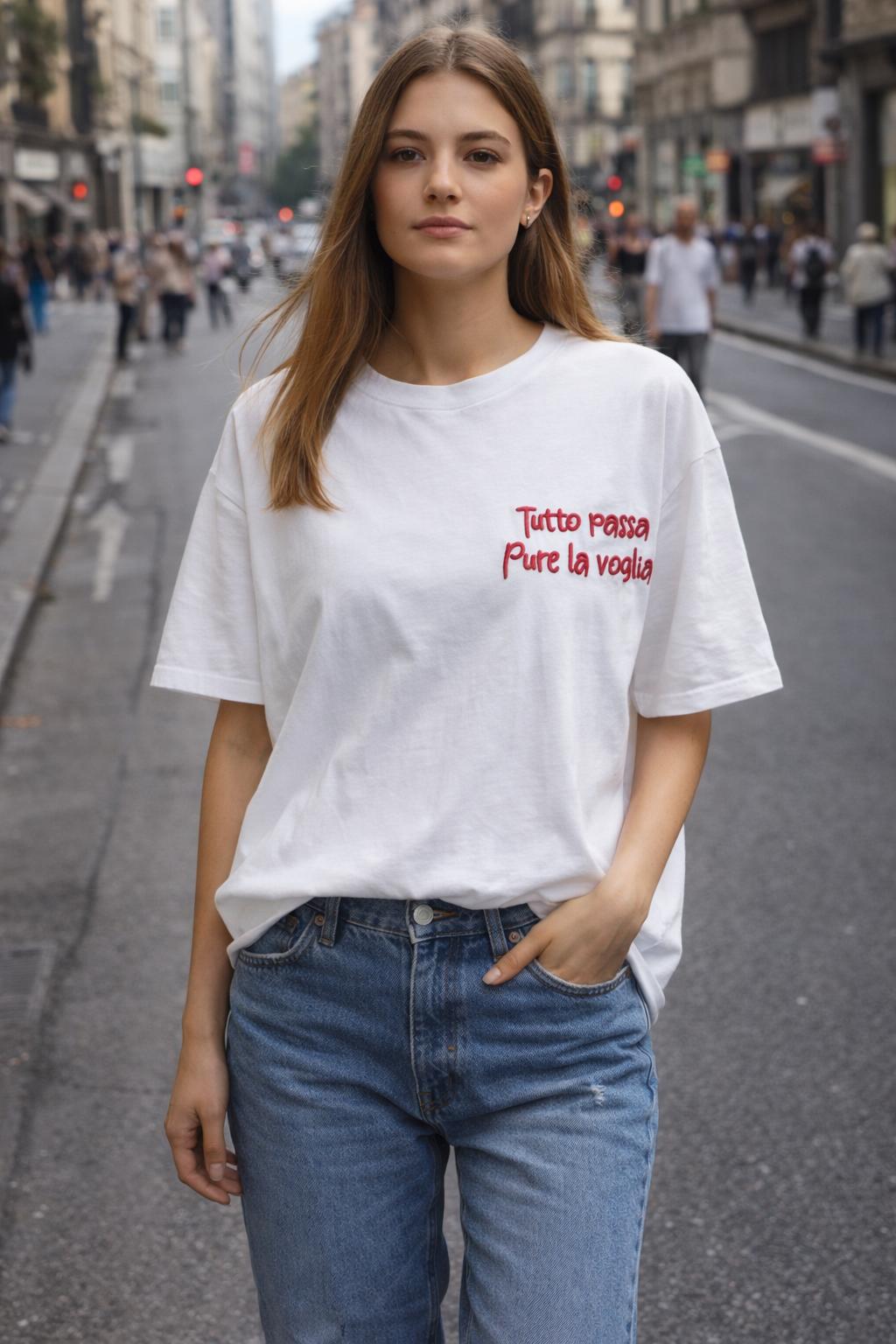 T-Shirt Over with Writes Ricamato 1.0