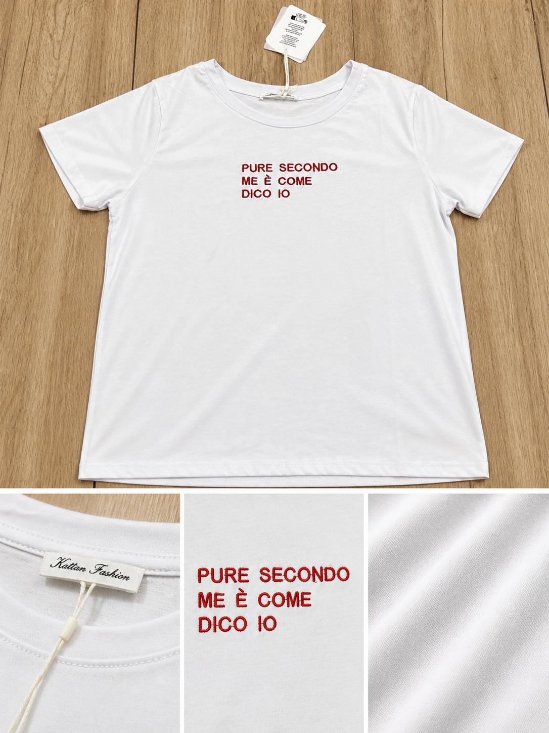 T-Shirt With Writes Ricamata 4.0