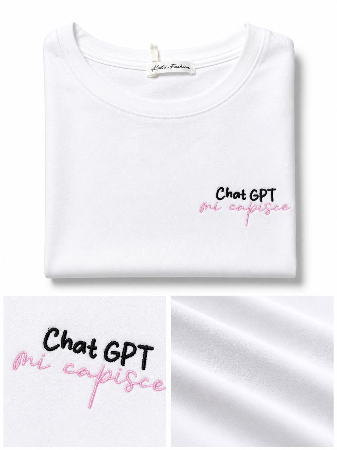 T-Shirt With Writes Ricamata 4.0