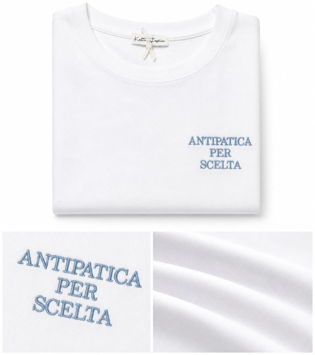 T-Shirt With Writes Ricamata 4.0