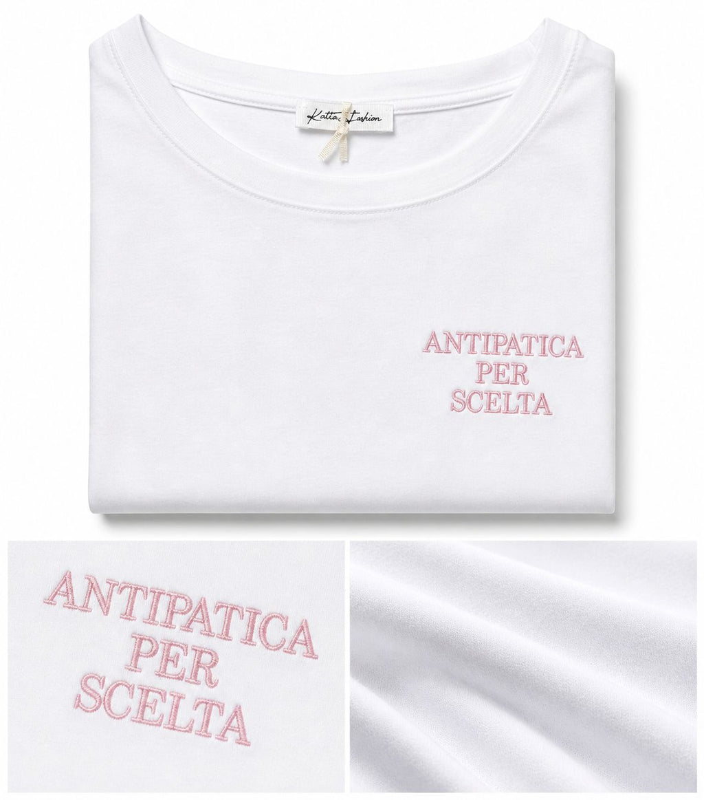 T-Shirt With Writes Ricamata 4.0