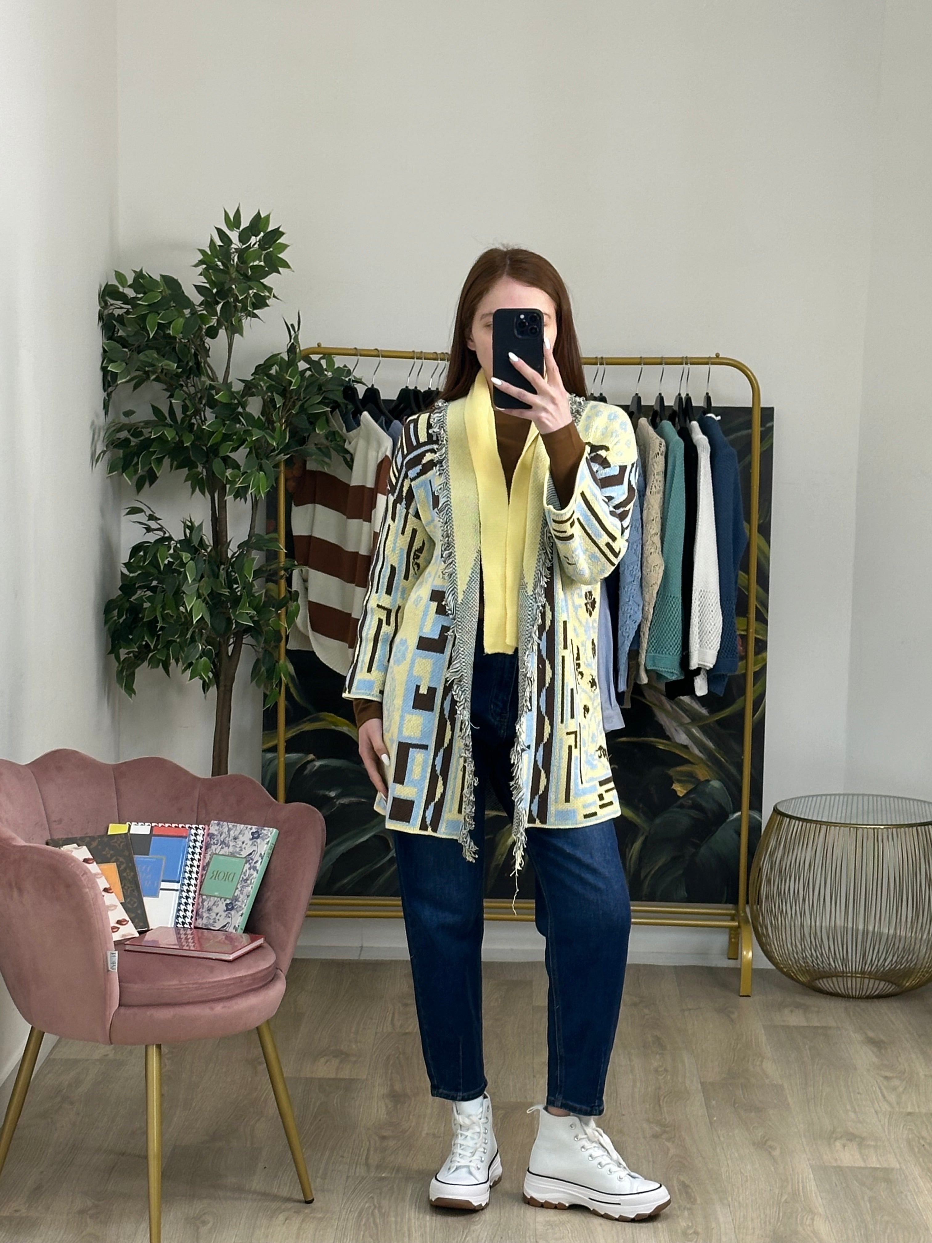 Cardigan Jacquard Etnico