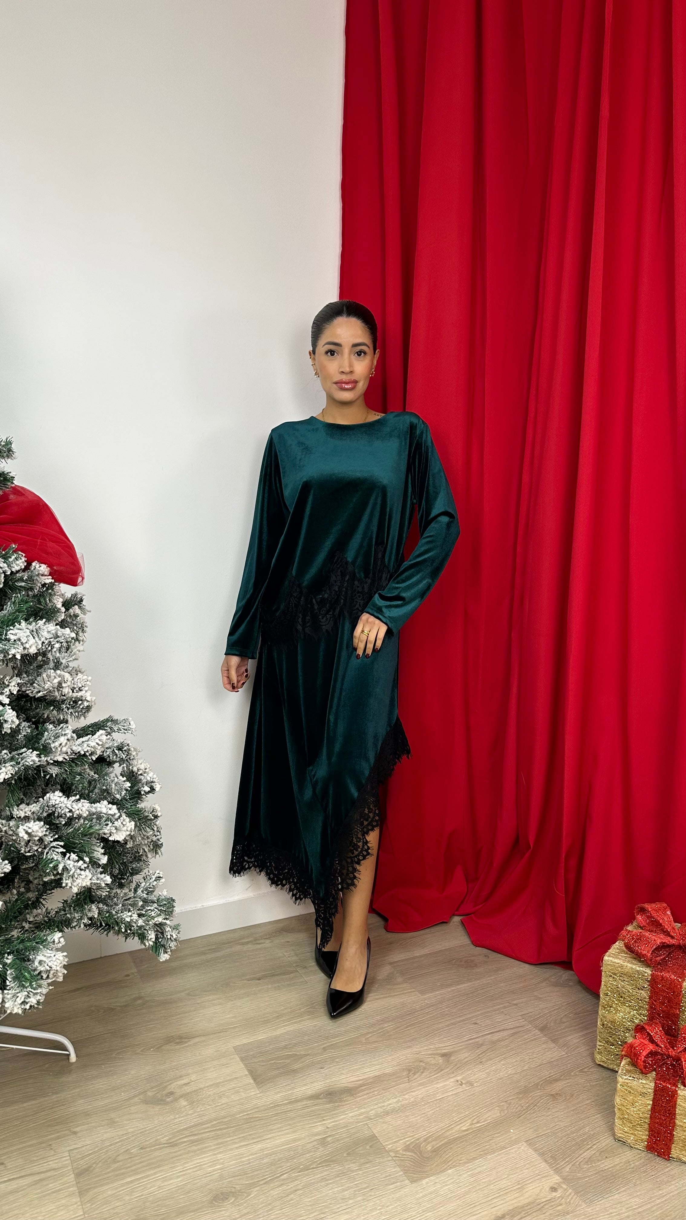 Maglia in ciniglia con pizzo