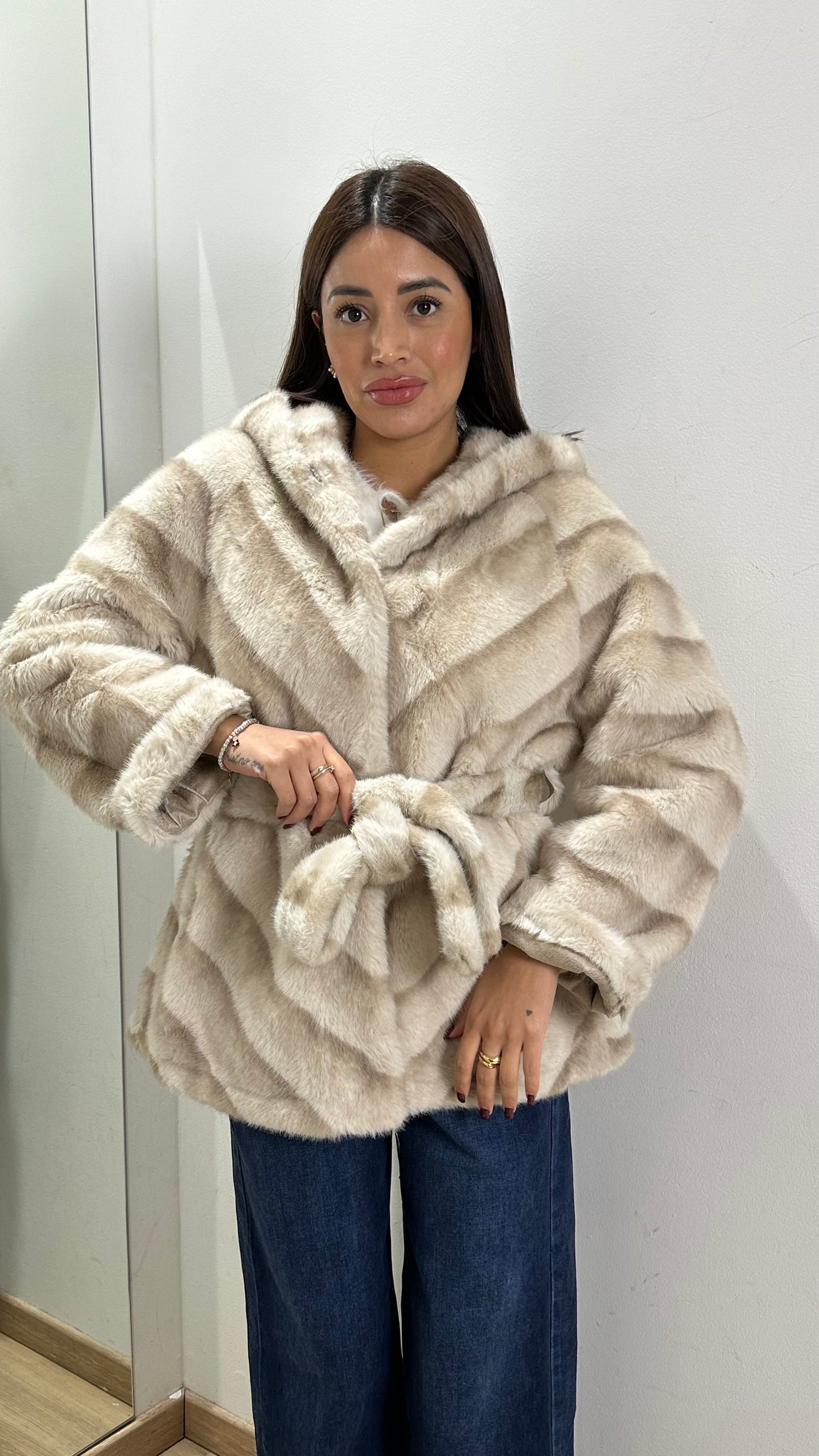 Pelliccia Corta a Righe