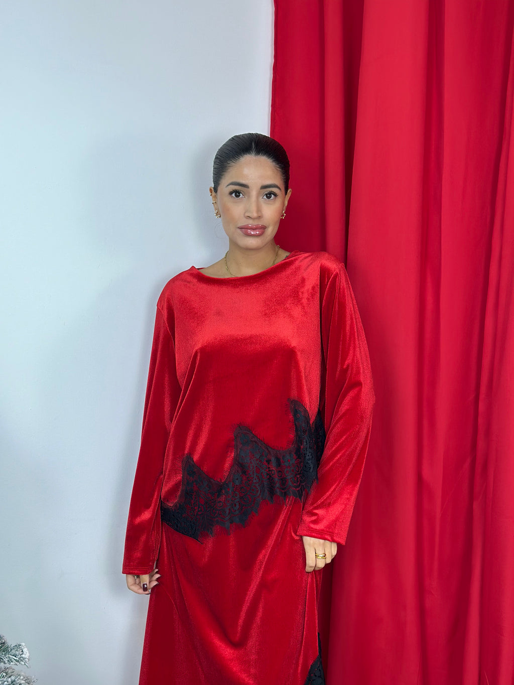 Maglia in ciniglia con pizzo