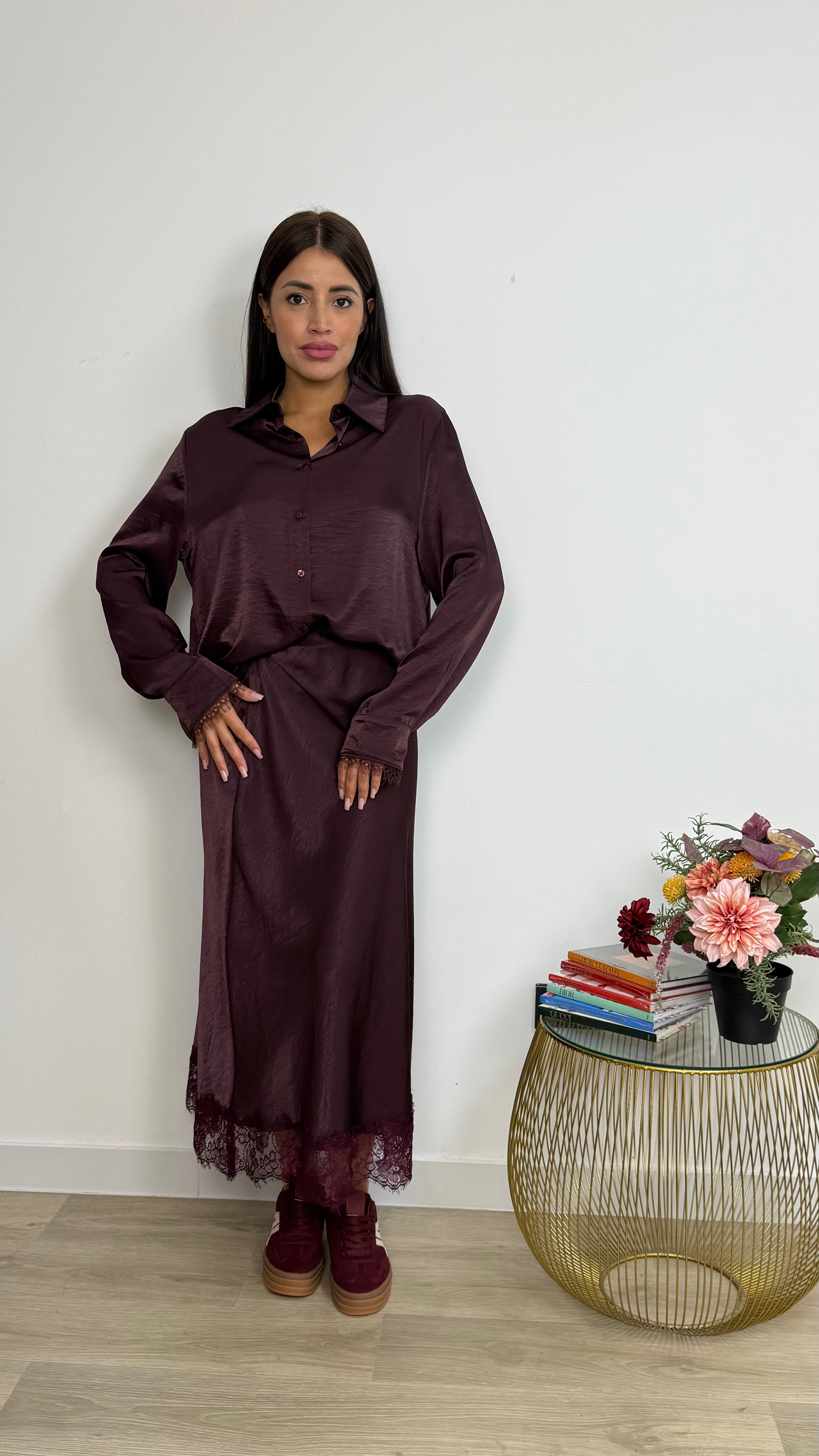 Gonna raso pizzo Lumina