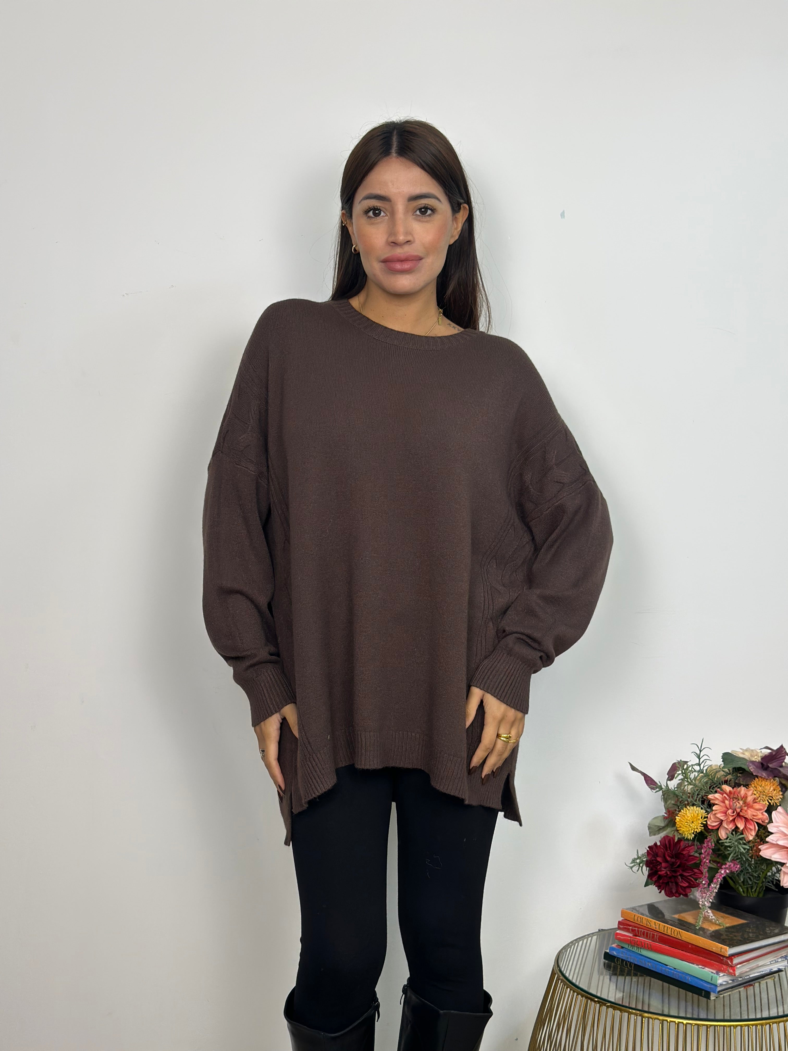 Maglia Over Girocollo Spalle Cadenti