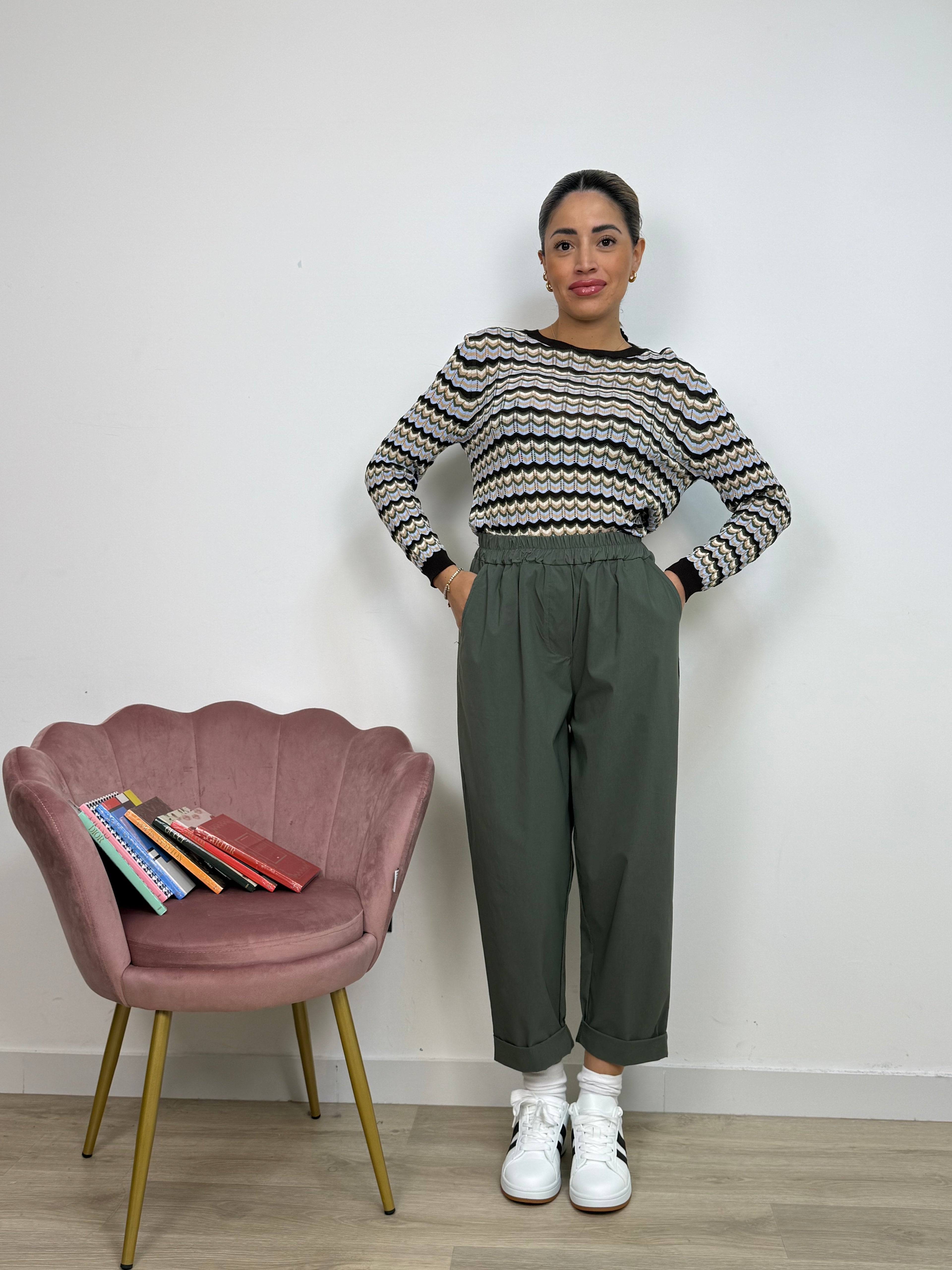 Pantalone Elasticizzato a Pieghe