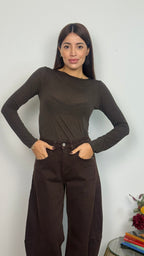 Maglietta girocollo con misto cashmere