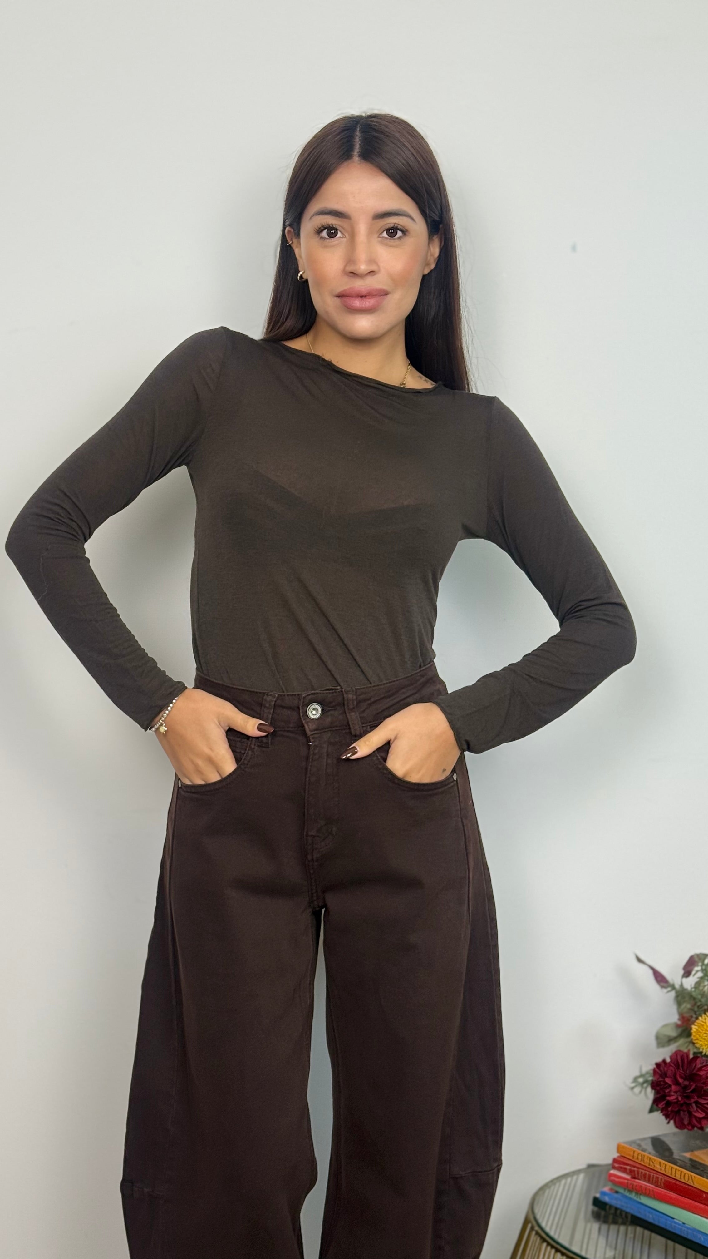 Maglietta girocollo con misto cashmere