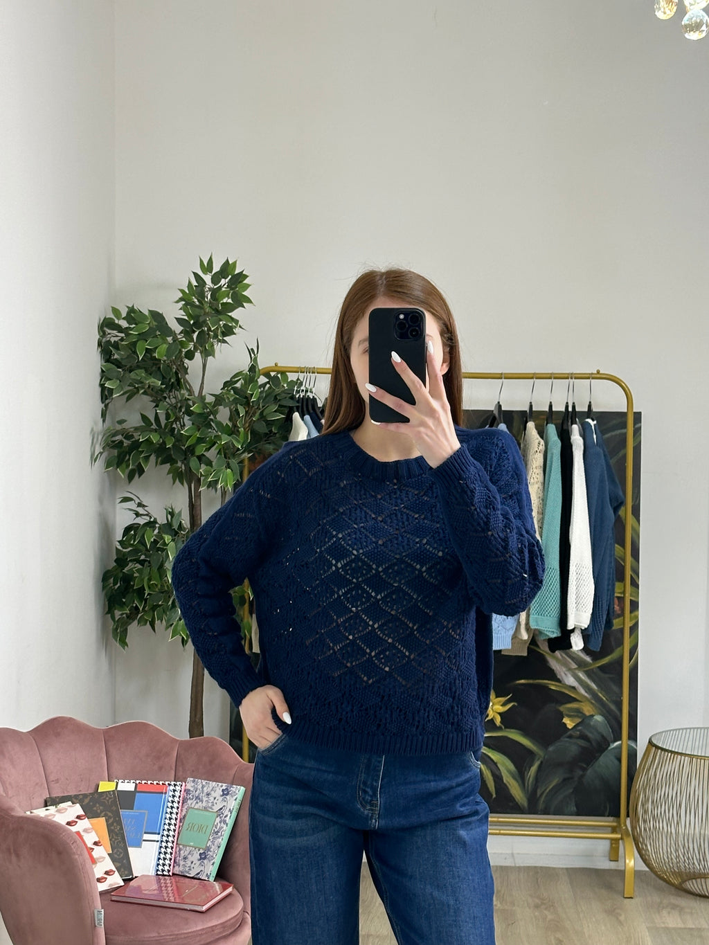 Maglioncino in Maglia Traforato in Cotone