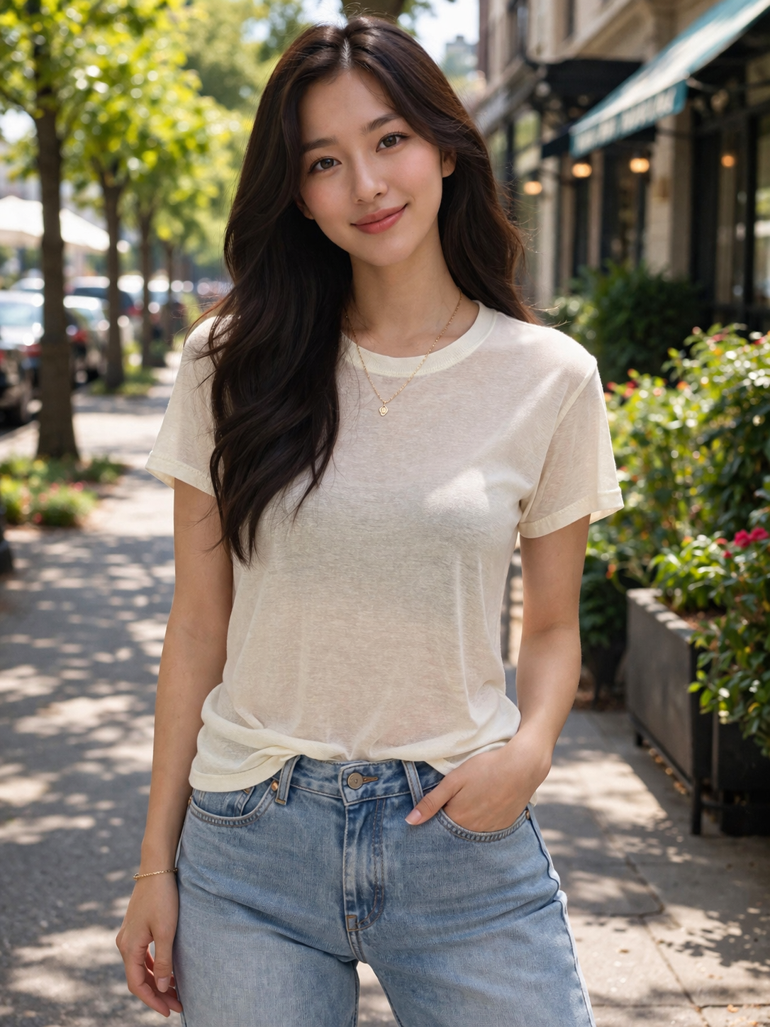 T-Shirt estiva misto di seta