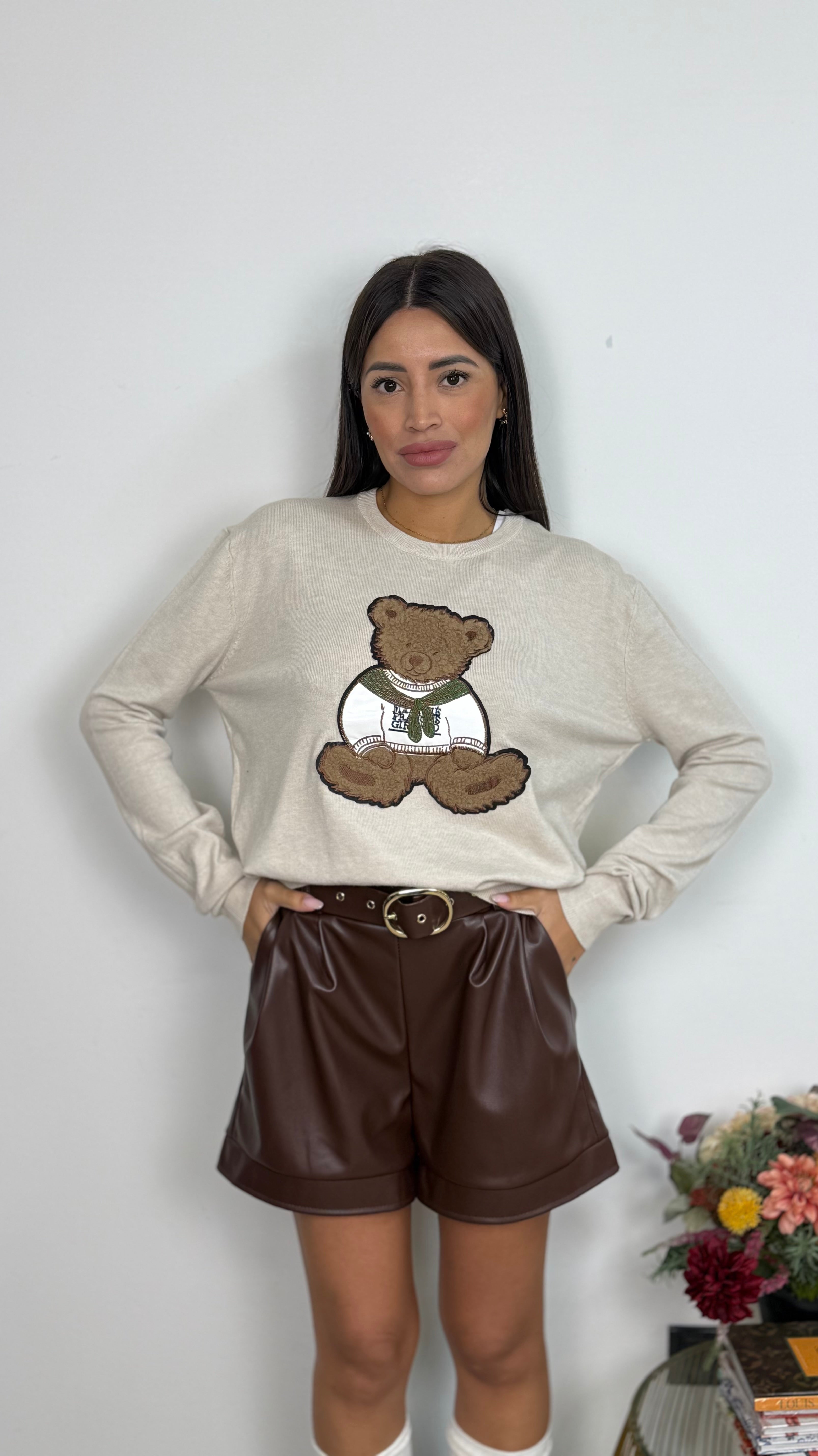 Pullover Teddy Ricamato