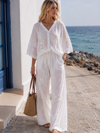 Camicia Scollo a V Ricamata