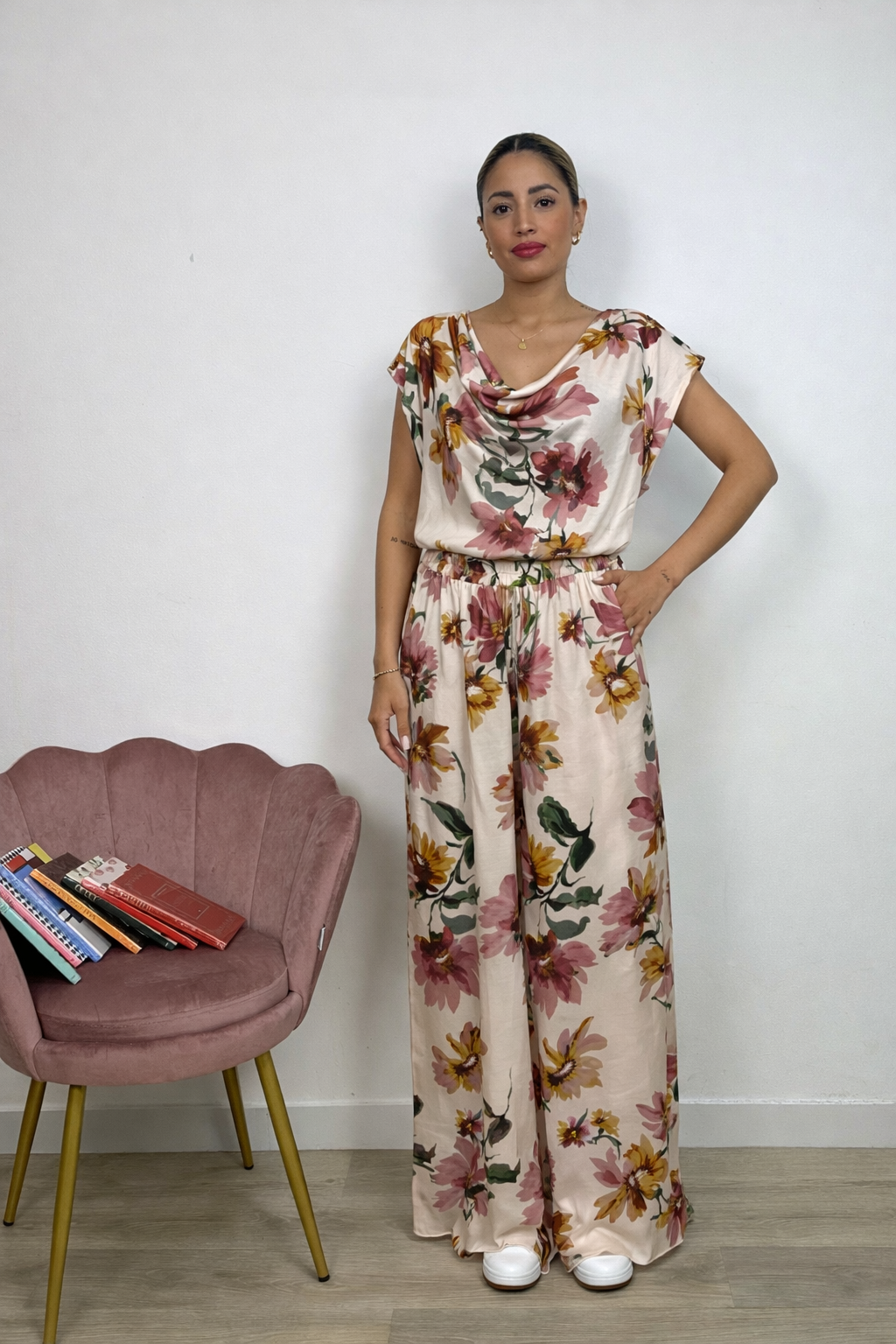 Pantalone Morbido Elasticizzato Fiorito