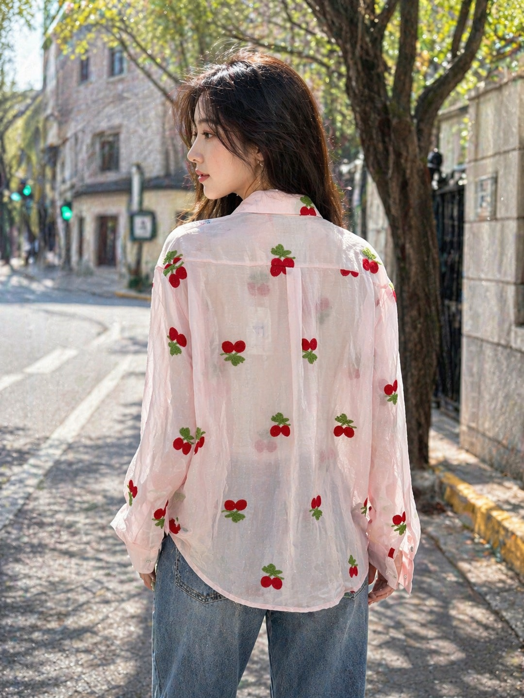 Camicia Cherry Ricamata