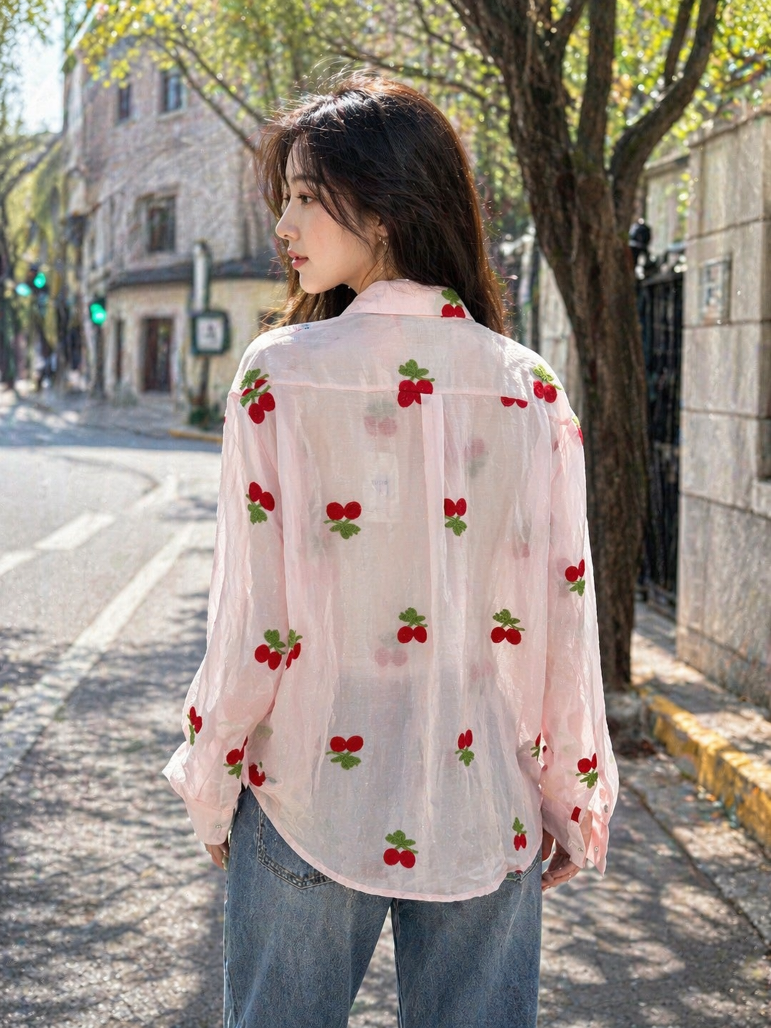 Camicia Cherry Ricamata