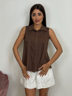 Camicia cotone smanicato