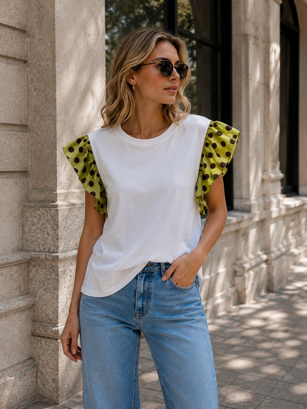 Maglia con Volant a Pois