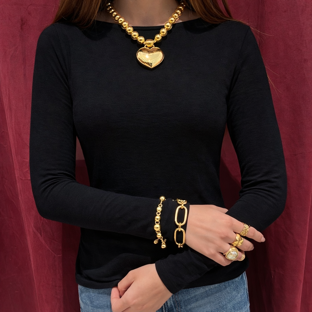 Maglietta girocollo con misto cashmere