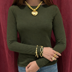 Maglietta girocollo con misto cashmere