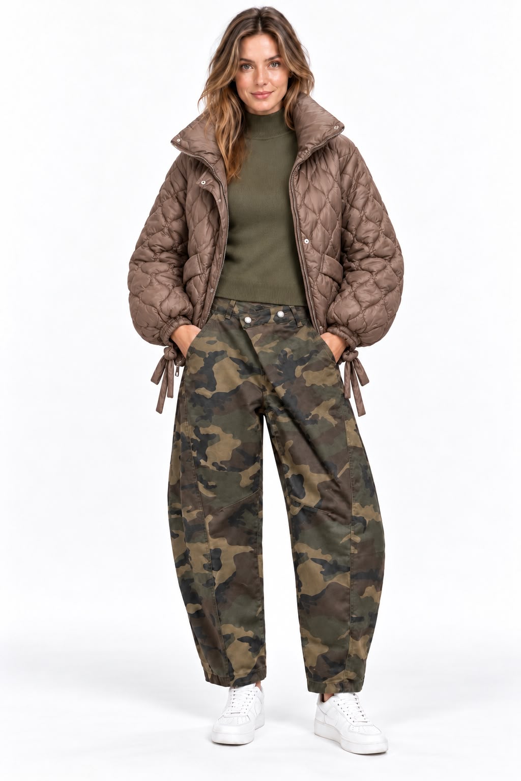 Pantalone Balloon Camouflage Chiusura Asimmetrica