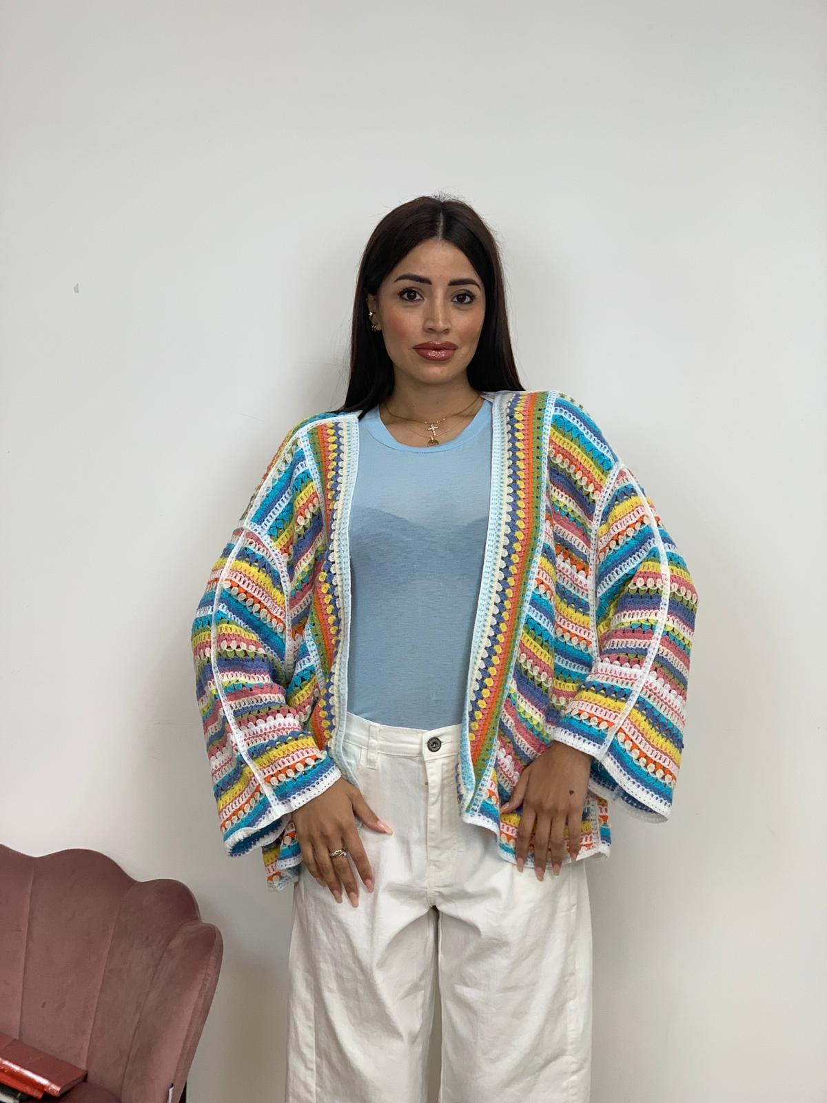 Cardigan a Uncinetto Rainbow