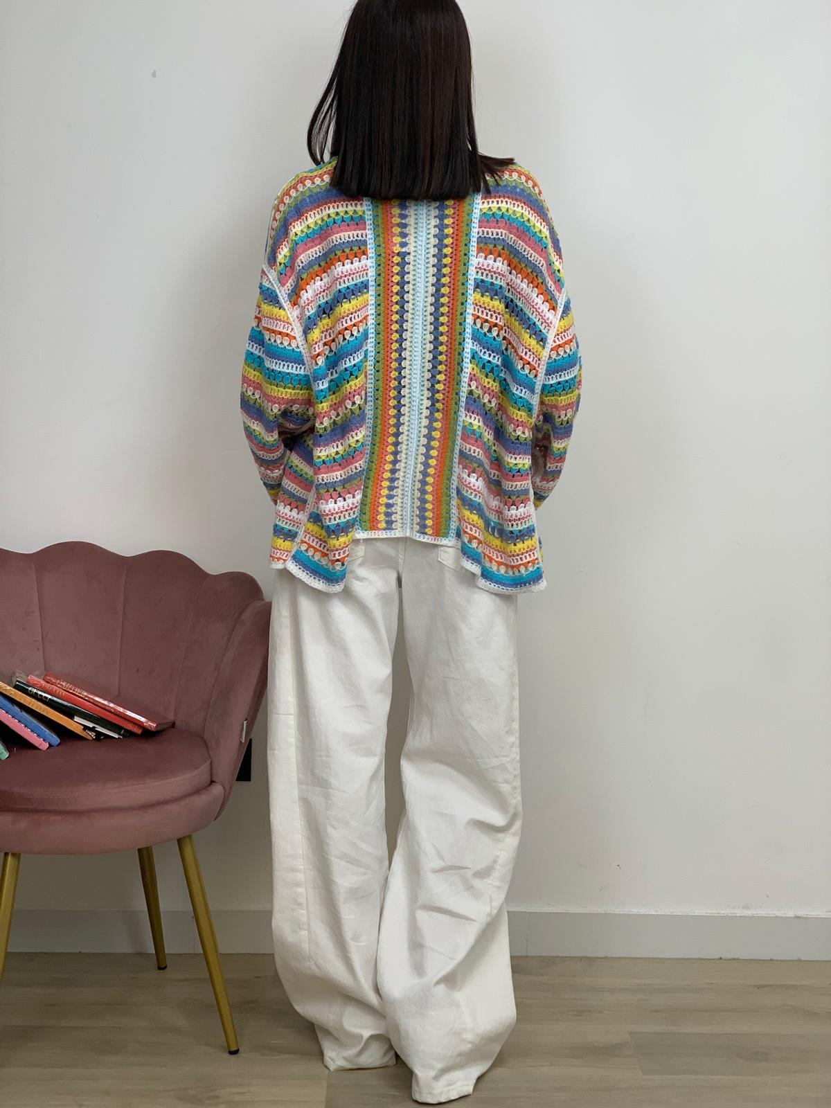 Cardigan a Uncinetto Rainbow