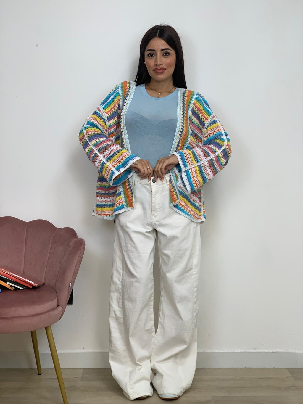 Cardigan a Uncinetto Rainbow