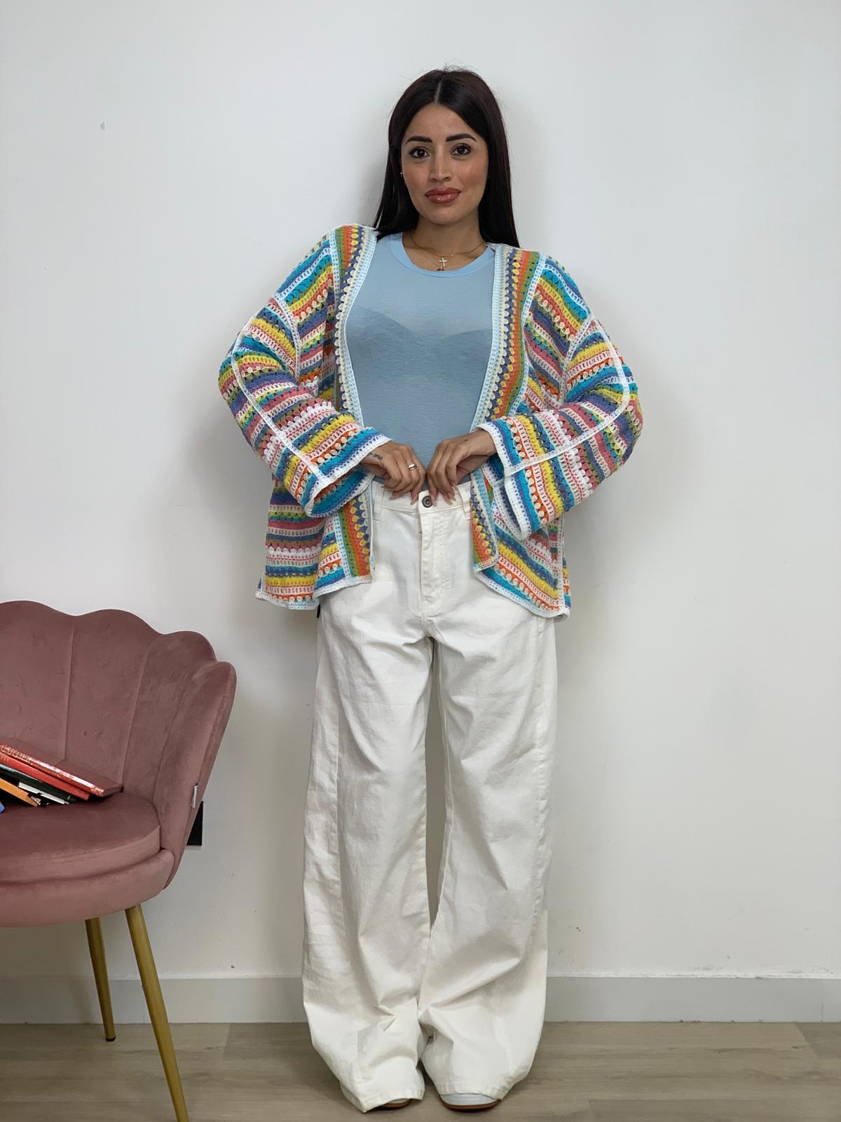 Cardigan a Uncinetto Rainbow