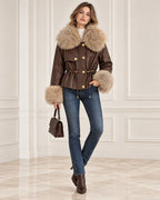 Giacca Biker Marrone