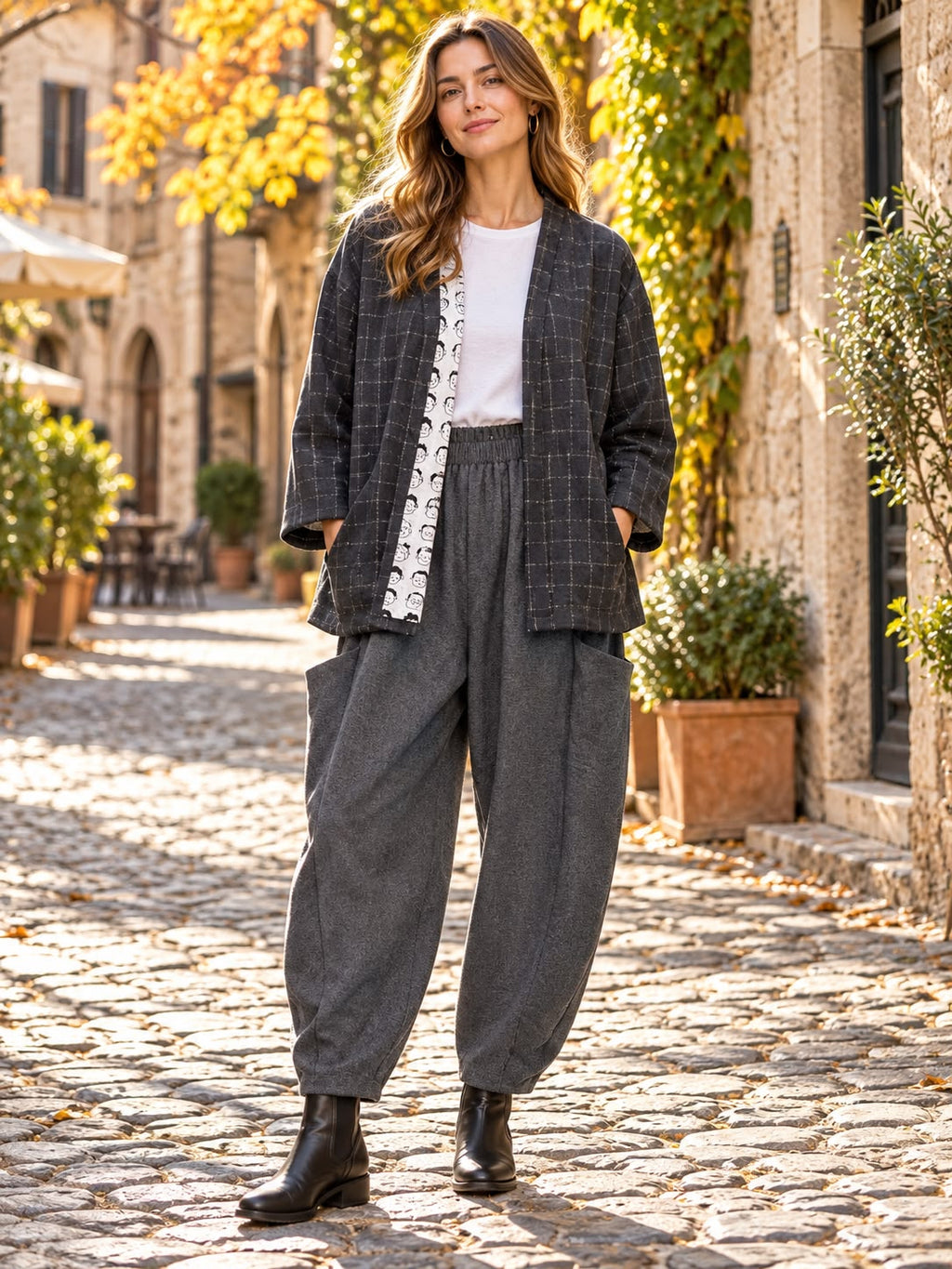 Pantalone Balloon Elasticizzato con Tasche Frontali
