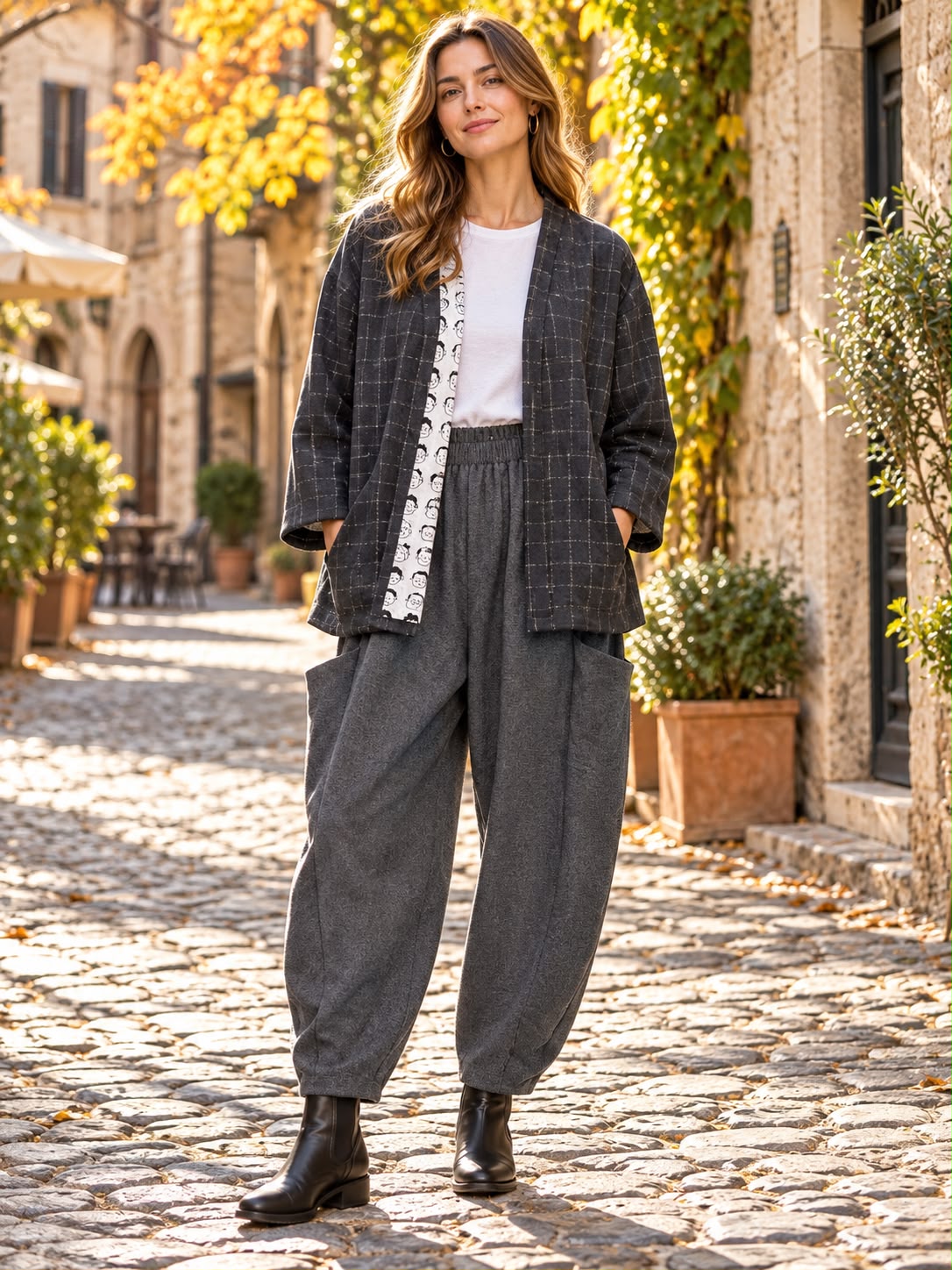 Pantalone Balloon Elasticizzato con Tasche Frontali