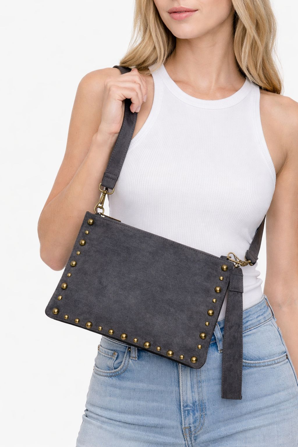 Borsa Scamosciata con le Borchie