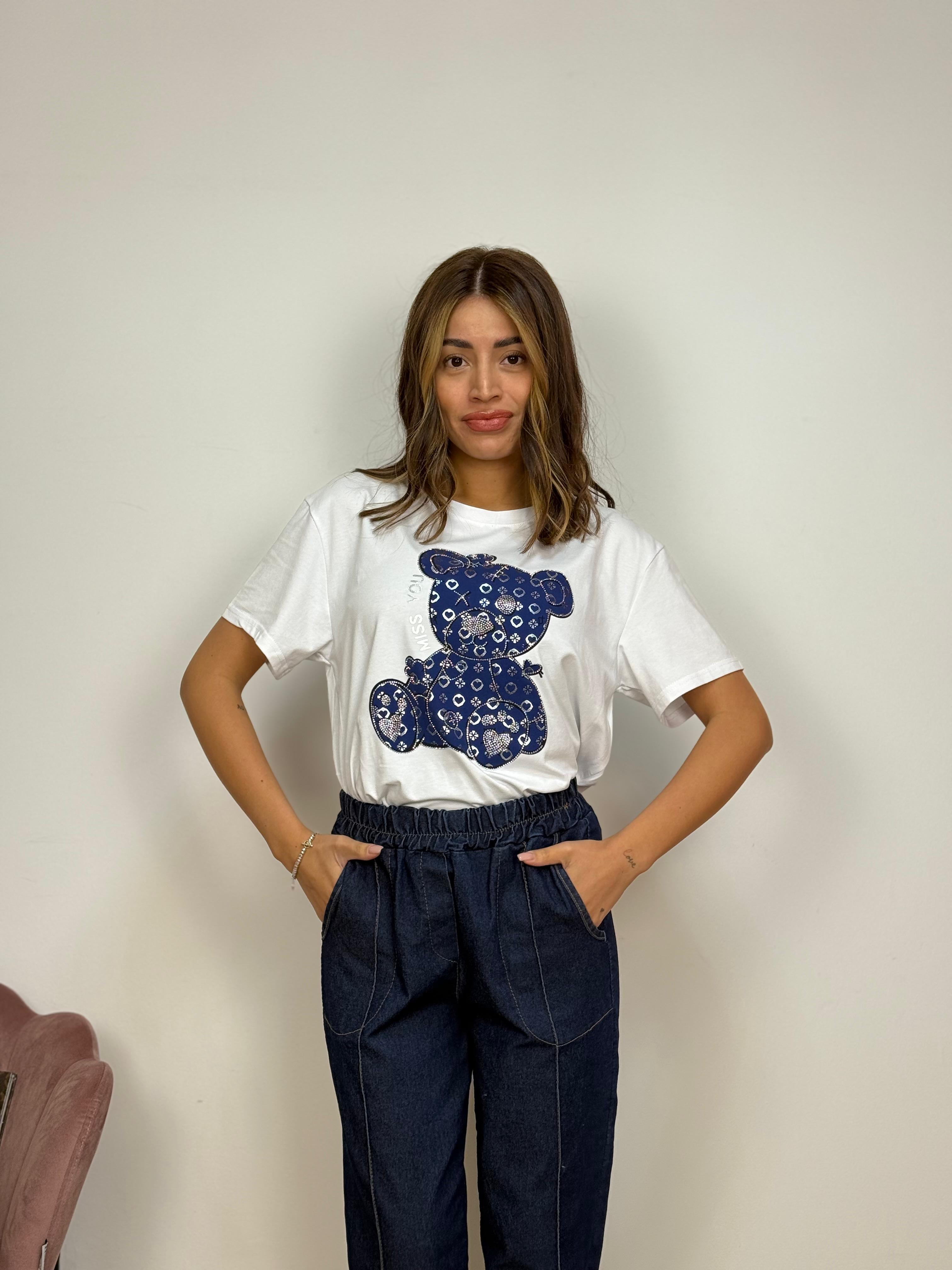 T-Shirt Over con Design e Strass